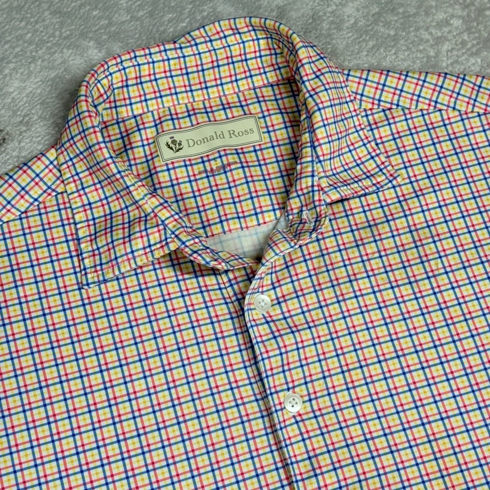Donald Ross Polo Shirt Mens L Multi Color Plaid Check Stonebridge Golf Sport